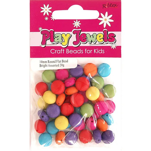 10mm Plastic Flat Round Beads